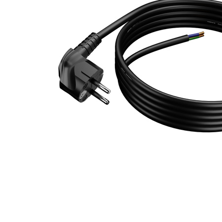 Anschlusskabel 4m mit Winkelstecker Uni-Schuko 250V 16A 3x1,5 mm² OMY PP-50 Schwarz W-97184