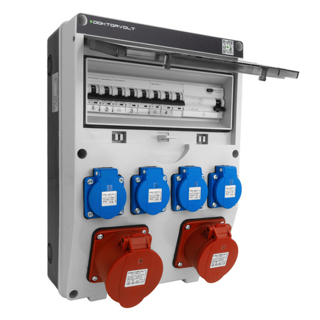 Baustromverteiler CEE 32A 16A TGD-S/FI 4x230V Stromverteiler Wandverteiler Doktorvolt DV-5541-D