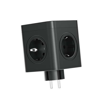 Steckdosenadapter mit 4x 230V Schuko Steckdosen 2x USB-A 1x USB-C Schwarz W-00359