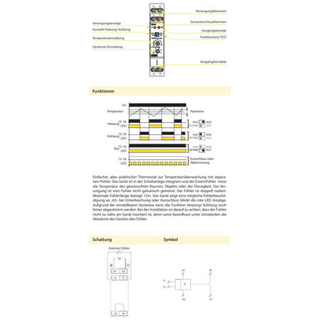 ELKO Thermostat zur Temperaturüberwachung und -regelung im Bereich von 0 bis +60 °C einstufig TER-3D