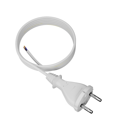 Anschlusskabel 3m mit geradem Stecker TYP E 230V 16A 2×1 mm² H05VV-F PP-21 Weiß W-98339