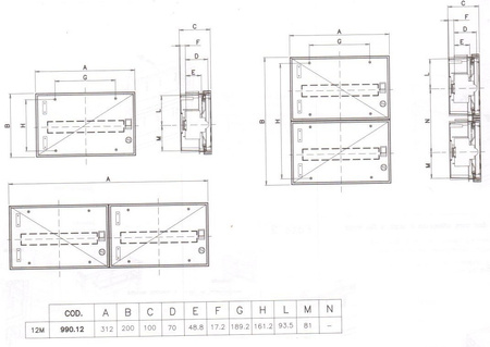 Verteilerkasten Feuchtraumverteiler Unterverteiler IP65 12 Module Sicherungskasten QZERO UP M-L 990.12