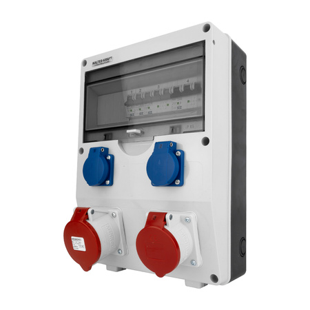 Baustromverteiler 32A 16A 2x230V Schuko System Stromverteiler Mennekes-Steckdosen Walter-Kraft KW-0003-D