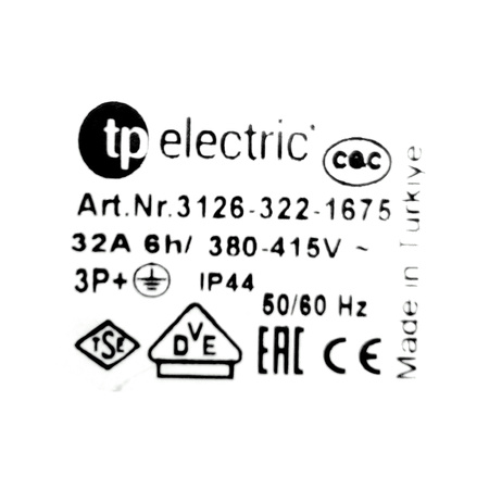 Einbausteckdose CEE Steckdose 400V 32A 4P 75x75 mm VDE TP Electric 3126-322-1675