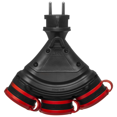 Tragbarer Verteiler Schwarz-Rot R-X3/44S IP44 3×2P+E 16A 250V Schuko W-01160