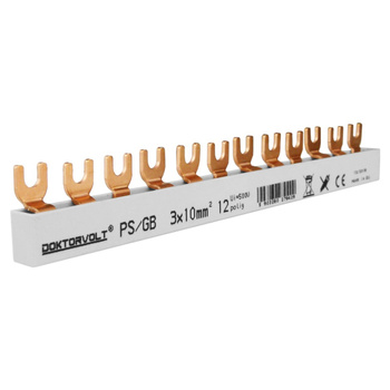 3P Phasenschiene Gabel 12-polig 10mm² PS/G doppelseitig isoliert Schiene Sammelschiene 63A DV 9429