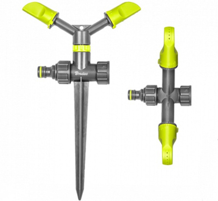 2-Arm Kreisregner mit Erdspieß Sprinkler bis 135m² Bewässerung Rasensprenger BRADAS LE-6101