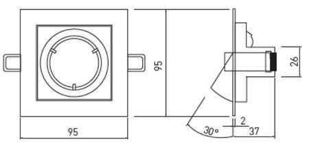 Einbaurahmen Einbauspot viereckig Quadrat schwenkbar inox Rahmen Einbauleuchte VILA GTV OP-VILAKW-02