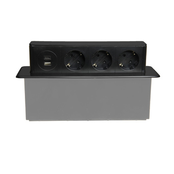 Möbelsteckdose mit 3x 230V Schuko 1x USB-A 1x USB-C Anschluss W-7 W-72015