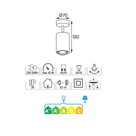 Deckenspot BEMOL SPT GU10 Deckenstrahler weiss Deckenlampe Aufbauspot schwenkbar 03538