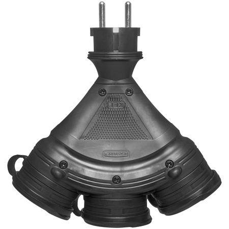 Tragbarer Verteiler Schwarz R-X3/44S IP44 3×2P+E 16A 250V Schuko W-01162