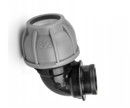 Klemmfitting Winkel 90° für 32mm PE Rohre mit IG 1" PN10 BRADAS DSRA10K32F1