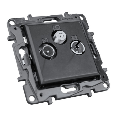 Steckdose TV-R-SAT Durchgang schwarz 14 dB Niloe Step 863578