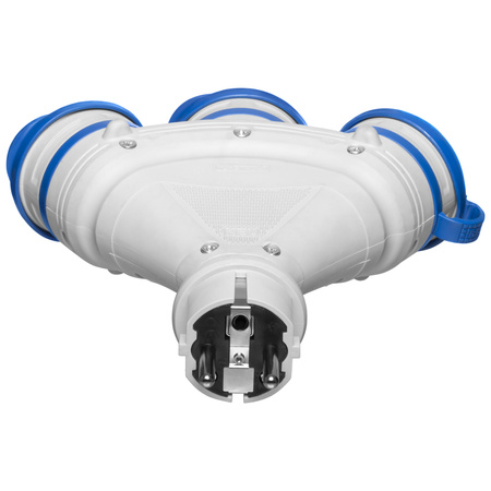 Tragbarer Verteiler Grau-Blau R-X3/44S IP44 3×2P+E 16A 250V Schuko W-01161