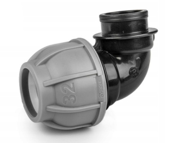 Klemmfitting Winkel 90° mit IG 3/4" für PE Rohr 32mm Verschraubung BRADAS DSRA10K32F34