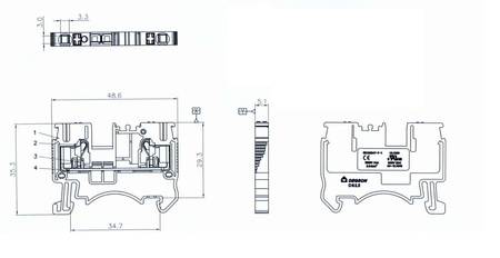 Reihenklemme 2.5mm2 Durchgangsklemme Grau UL 3800