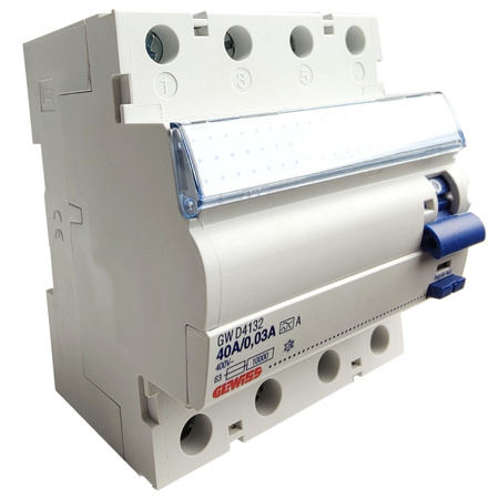 GEWISS Fehlerstromschutzschalter 4-polig 40A 30mA Typ A Fi-Schalter RCD GWD4132