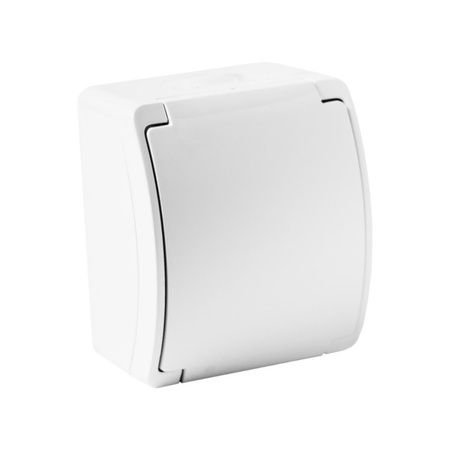 Aufputzsteckdosen IP44 Steckdose französisch System + Klappdeckel weiß 161-01-DRV