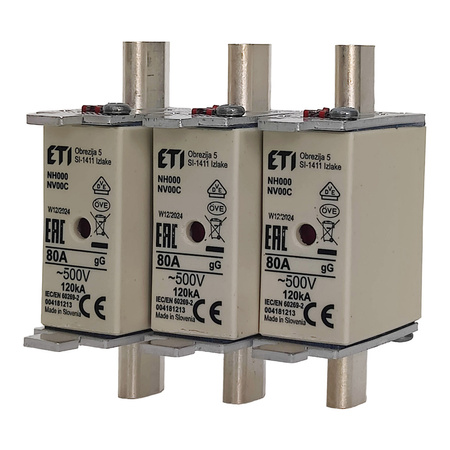 Schmelzeinsatz NH000 WT-00C KOMBI Sicherung 80A ETI Hochwertige NH-Sicherung 004181213