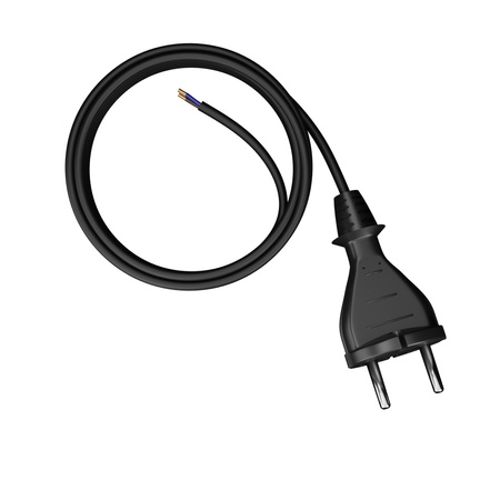 Anschlusskabel 5m mit geradem Stecker TYP E 230V 16A 2×1 mm² H07RN-F PP-21 Schwarz W-97259