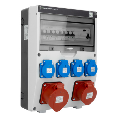 Baustromverteiler CEE 32A 16A TGD-S/FI 4x230V Stromverteiler Wandverteiler Doktorvolt DV-5541-D