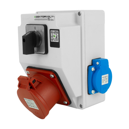 Wandverteiler 16A 2x230V mit Nockenschalter IP44 Stromverteiler Komplett Verdrahtet Doktorvolt DV-5220-D