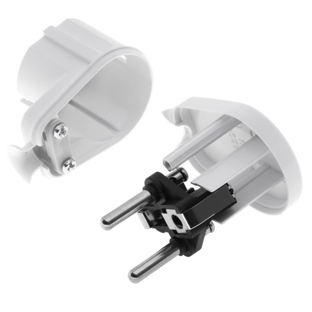 Zerlegbarer Winkelstecker Uni-Schuko 230V 16A weiß W-10105
