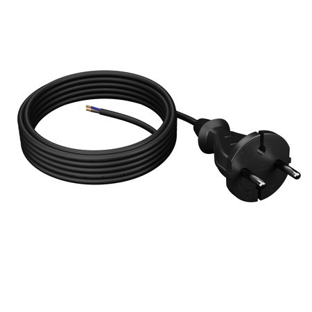 Anschlusskabel 5m mit geradem Stecker TYP E 230V 16A 2×1 mm² H07RN-F PP-21 Schwarz W-97259