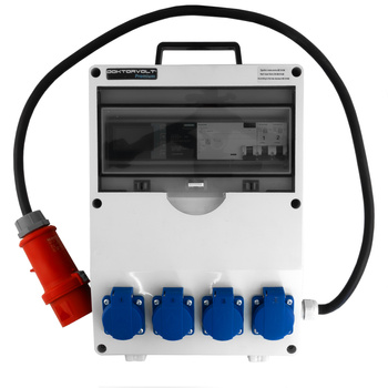 Baustromverteiler pTD-S/FI mit Schutz 4x230V mit Energiezähler EEG Siemens 5x2,5mm² Kabel und Tragegriff Doktorvolt DV-6061-D