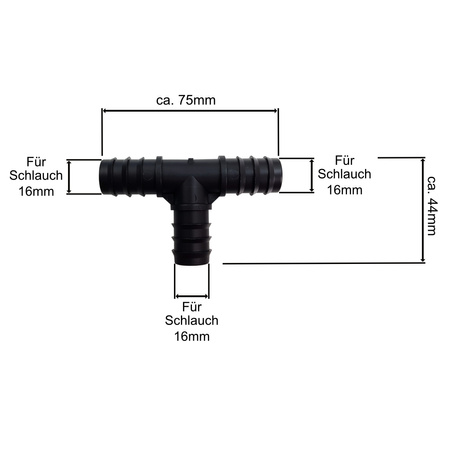 Zubehör für Tropfschlauch T-Stück 3x16mm Erweiterungsstück Bradas 7317