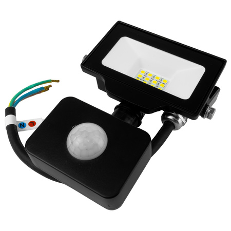 LED Außenstrahler mit Bewegungsmelder 10W GTV Flutlicht schwarz IP65 Außenwandstrahler 1000lm GT-GCR10W-64