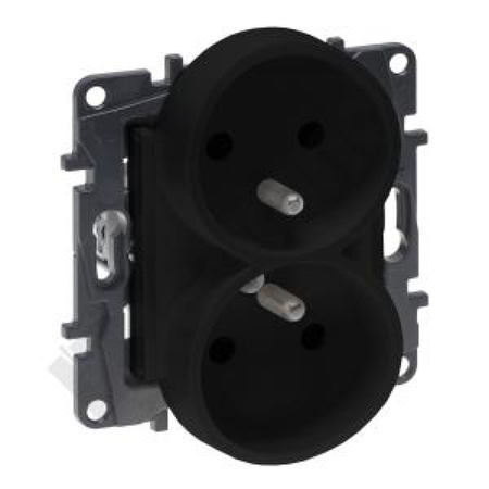 Doppelsteckdose mit Kindersicherung 2P + E franz. System schwarz Niloe Step 863534