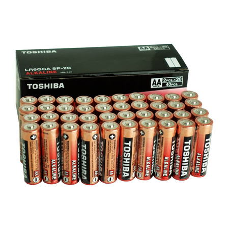 40 x alkaline Batterien AA LR6 1,5V R6 TOSHIBA T00159941