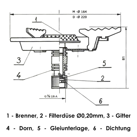 Gasherd Picknick Tragbarer Camping Gaskocher 220mm Bradas 8993 PBK2