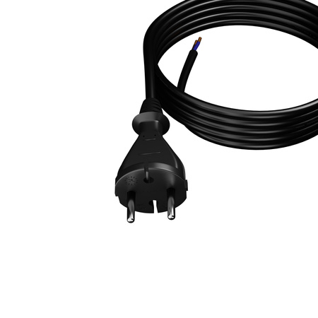 Anschlusskabel 3,8m mit geradem Stecker TYP E 230V 16A 2×1,5 mm² H07BQ-F PP-21 Schwarz W-98548
