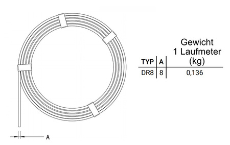 Blitzschutz Ableitung Runddraht Aluminium FI8 Blitzschutzleitung 20KG DR 8 AL