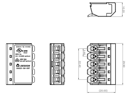 Dosenklemme 5x0.2-4.0 mm² Verbindungsklemme VDE UL 450V 32A DGN 1 Stück 100 Stück DG221-5.6-05P-17-00A