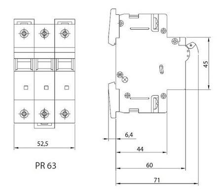 SEZ LS-Schalter C63A 3-Polig 10kA VDE Leitungsschutzschalter Sicherung Automat 0099255