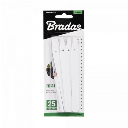 25Stk. Kunststoff weiß Pflanze/Samen Etiketten mit Stift 15x1,5cm Bradas TYE1515