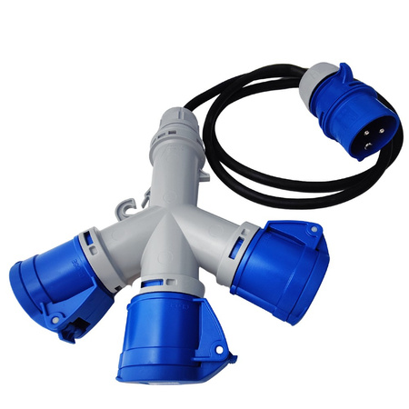 Marlanvil CEE Camping Adapterleitung Mehrfachsteckdose 3x 16A 3P 230V mit 1,5m Kabel IP44 6.80130.1