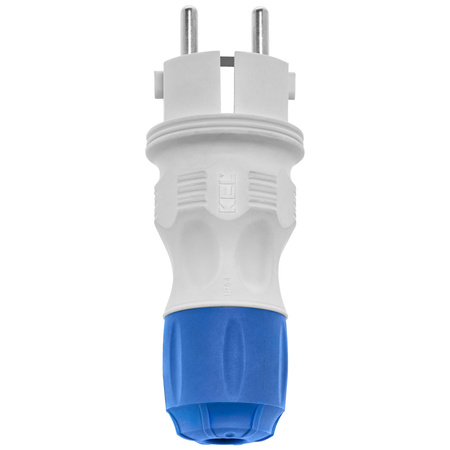 Zerlegbarer gerader Stecker WT-54 IP54 2P+E 16A 250V Uni-Schuko grau-blau W-97976