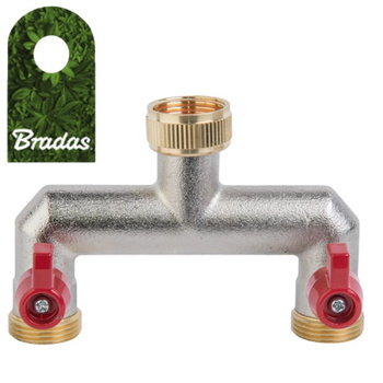 2-Wege Verteiler mit Absperrhähnen für Auslaufventile Messing 3/4" Bradas BR-3034