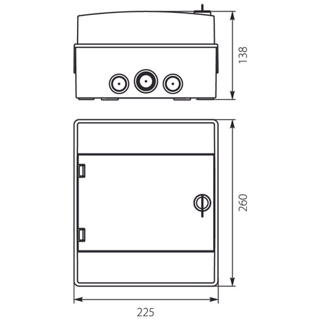Aufputz-hermetische Verteilerkasten RH-6/Z 1x6 Elektro-Plast 36.4