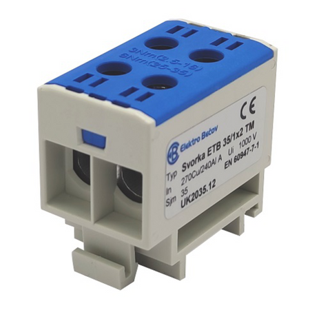 Hauptleitungsklemme Anschlussklemme ETB 35/1x2 Al/Cu Universalklemme elektroinstallation 4 Löcher Elektro Becov UK2035.12