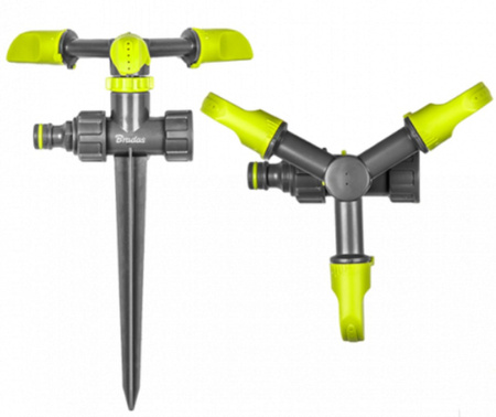 3-Arm Kreisregner mit Erdspieß Sprinkler bis 100m² Impulsregner Rasensprenger LIME LINE Bradas LE-6102