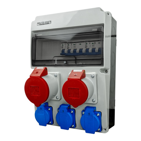 Baustromverteiler 16A 32A CEE 3x230V LS-Schalter Stromverteiler Walter-Kraft mit Bals Steckdosen 4 WK-4311-D