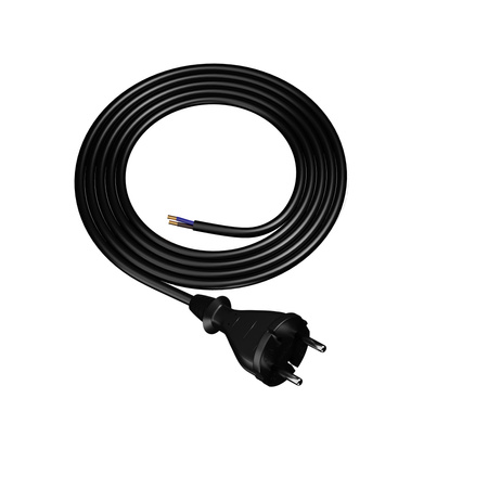 Anschlusskabel 1,5m mit geradem Stecker TYP E 230V 16A 2×1 mm² H05BQ-F PP-21 Schwarz W-98573