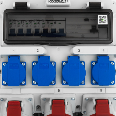 Baustromverteiler 2x16A 32A CEE 4x230V Mobilverteiler mit Griff und Kabel mit 32A CEE-Stecker Stromverteiler Doktorvolt DV-1437-F