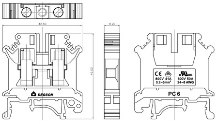 Reihenklemme 6mm2 Schraubklemme Orange VDE UL PC6-01P-15-00A(H)