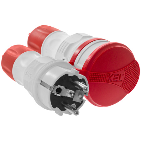 Anschlussset mit Stecker WT-54 und Kupplung GN-44 250V Schuko grau-rot W-98863